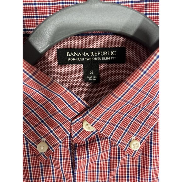 Banana Republic long sleeve button up shirt tailored slim fit Small check Plaid - Picture 8 of 8